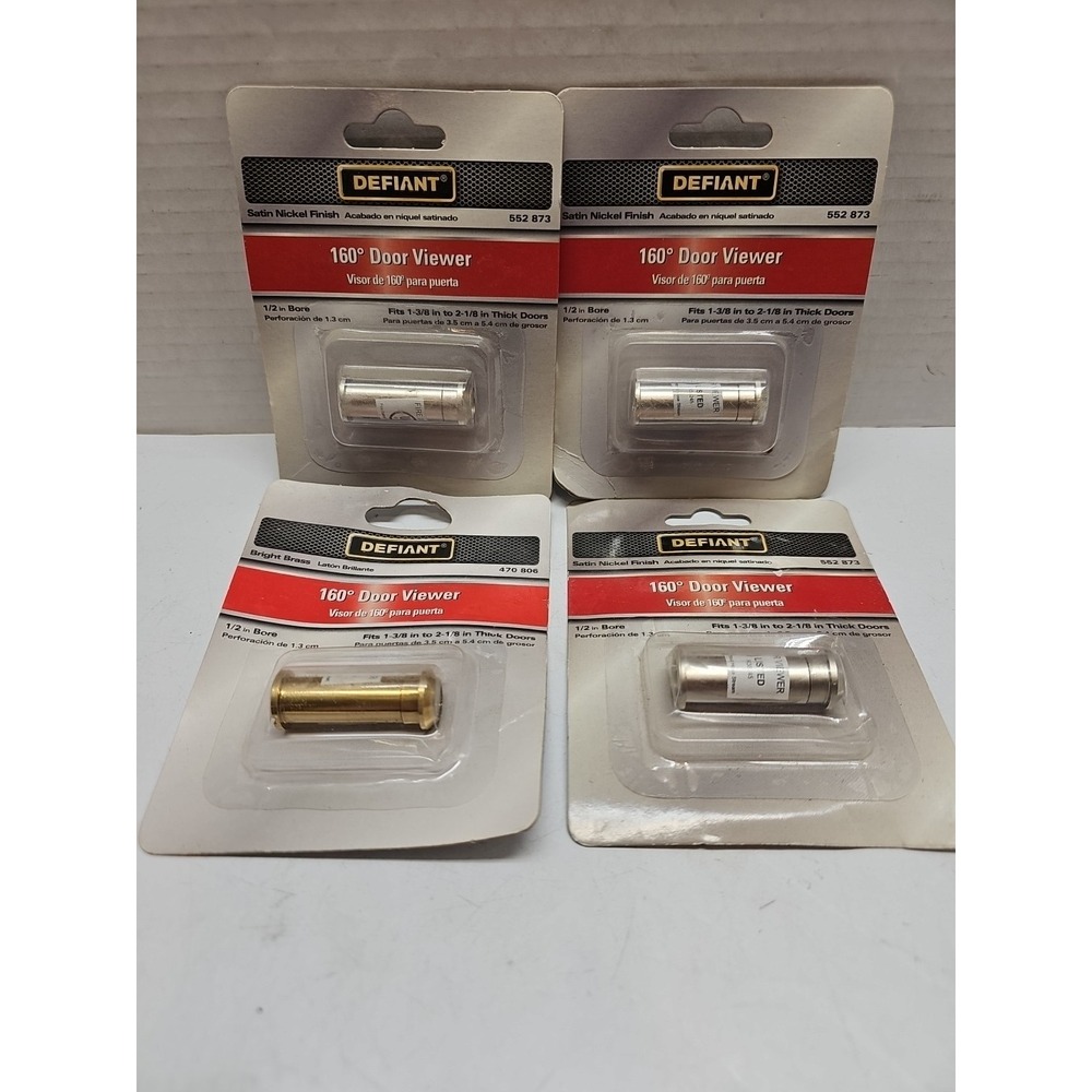 Defiant Brand 160 Degree Door Viewer Peephole Satin Nickel/Brass Finish Lot Of 4